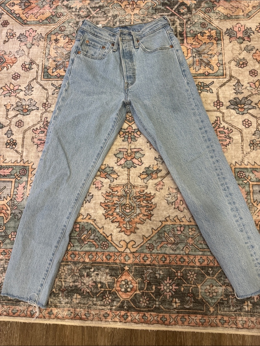 Levi's light blue denim jeans with back pocket stitching